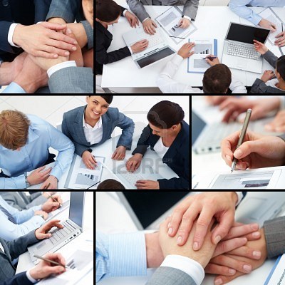 10931267-collage-of-business-team-at-work-and-symbols-of-parntership